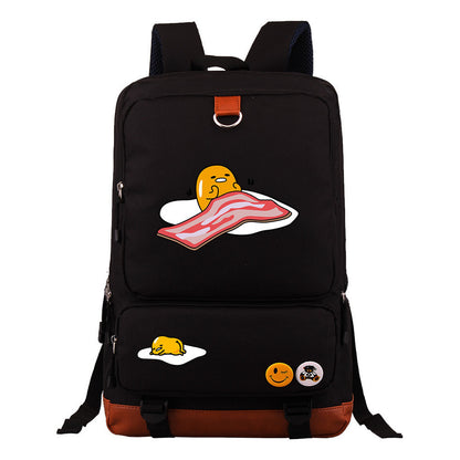 Cartoon Anime Lazy Egg Youth Student Backpack With Large Capacity Travel Bag For Boys And Girls Backpack