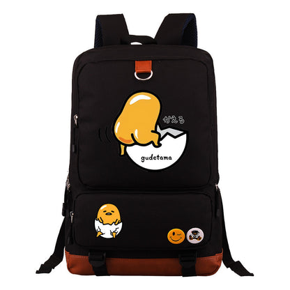 Cartoon Anime Lazy Egg Youth Student Backpack, Large Capacity Travel Bag, Boy's And Girl's Backpack
