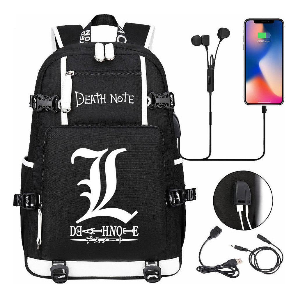 Death Note Usb Large Capacity Youth Student Backpack For Boys And Girls Leisure Travel Backpack