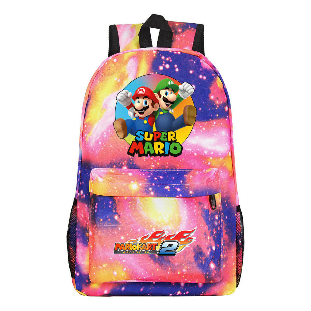 Super Mario Starry Sky Student Backpack For Men And Women's Leisure Travel Backpack