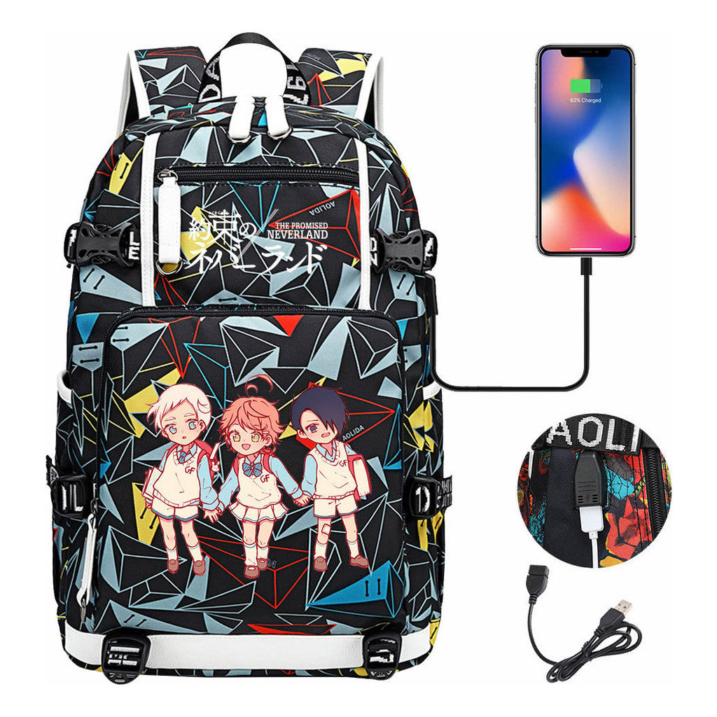 Promised Dream Island Usb Large Capacity Student Backpack Leisure Travel Backpack