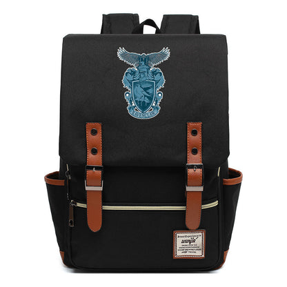 School Of Witchcraft And Wizardry Printed Student Backpack For Men And Women, Casual Belt Buckle, Classic Backpack