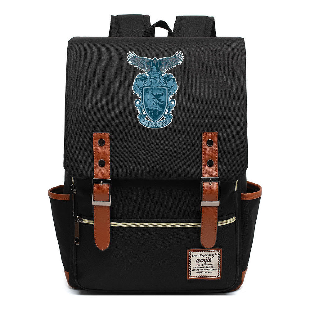 School Of Witchcraft And Wizardry Printed Student Backpack For Men And Women, Casual Belt Buckle, Classic Backpack