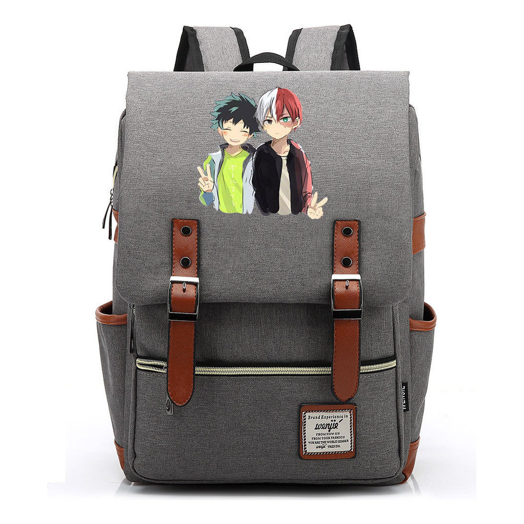 Anime My Heroes Academy Printed Youth Student School Bag Casual Belt Buckle Classic Backpack
