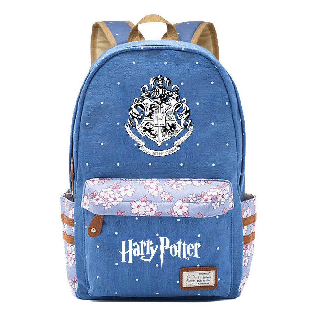 School Of Witchcraft And Wizardry Youth Student Backpack, Floral Canvas, Female Backpack