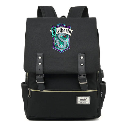 School Of Witchcraft And Wizardry Student Backpack Usb Men's And Women's Leisure Belt Buckle Backpack
