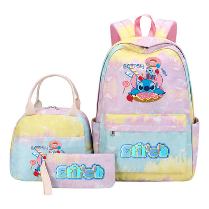 Interstellar Baby Stitch Youth Student Girls School Bag Lunch Bag Three Piece Set Backpack Set