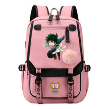 My Heroes Academy Usb Youth Student Backpack For Boys And Girls, Casual Woven Strap Flip Back Backpack