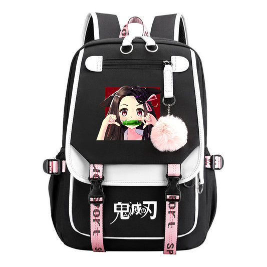 Cartoon Fashion Usb Youth Student Backpack Boy's And Girl's Leisure Ribbon Flip Backpack