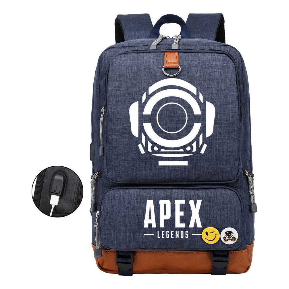 Apex Hero Print Usb Student Backpack Leisure Travel Backpack