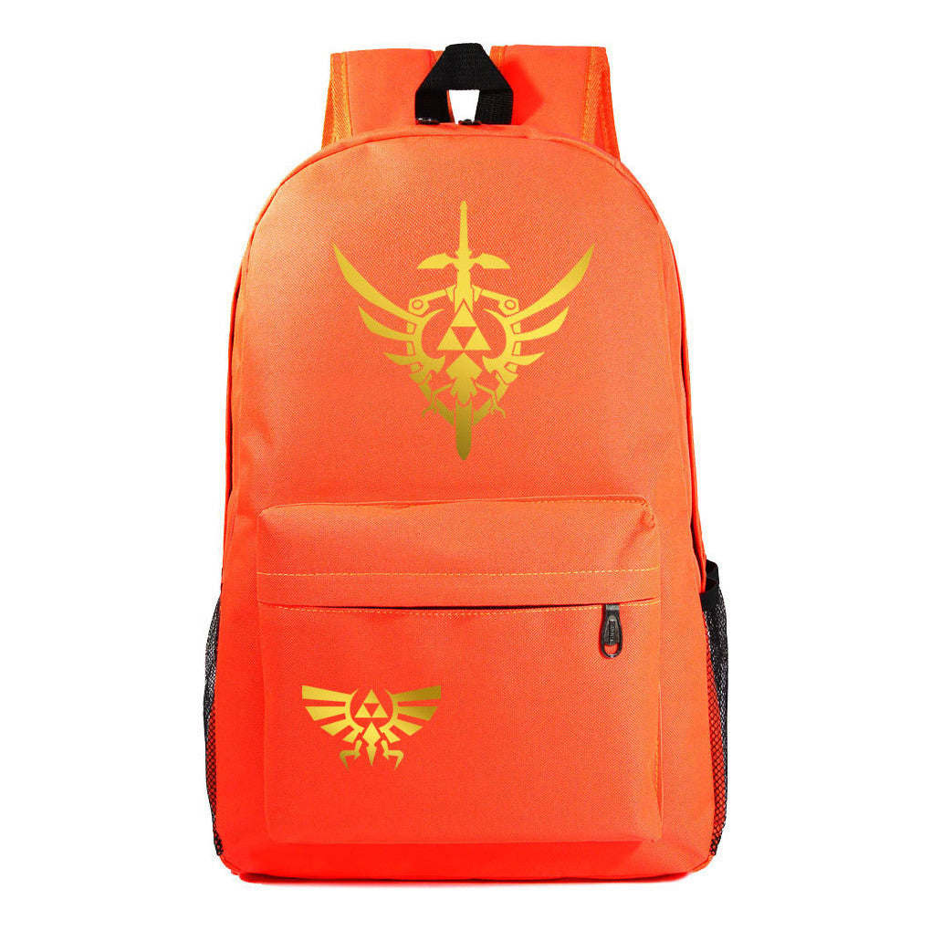 Golden Printed Youth Student Backpack Men And Women's Leisure Backpack