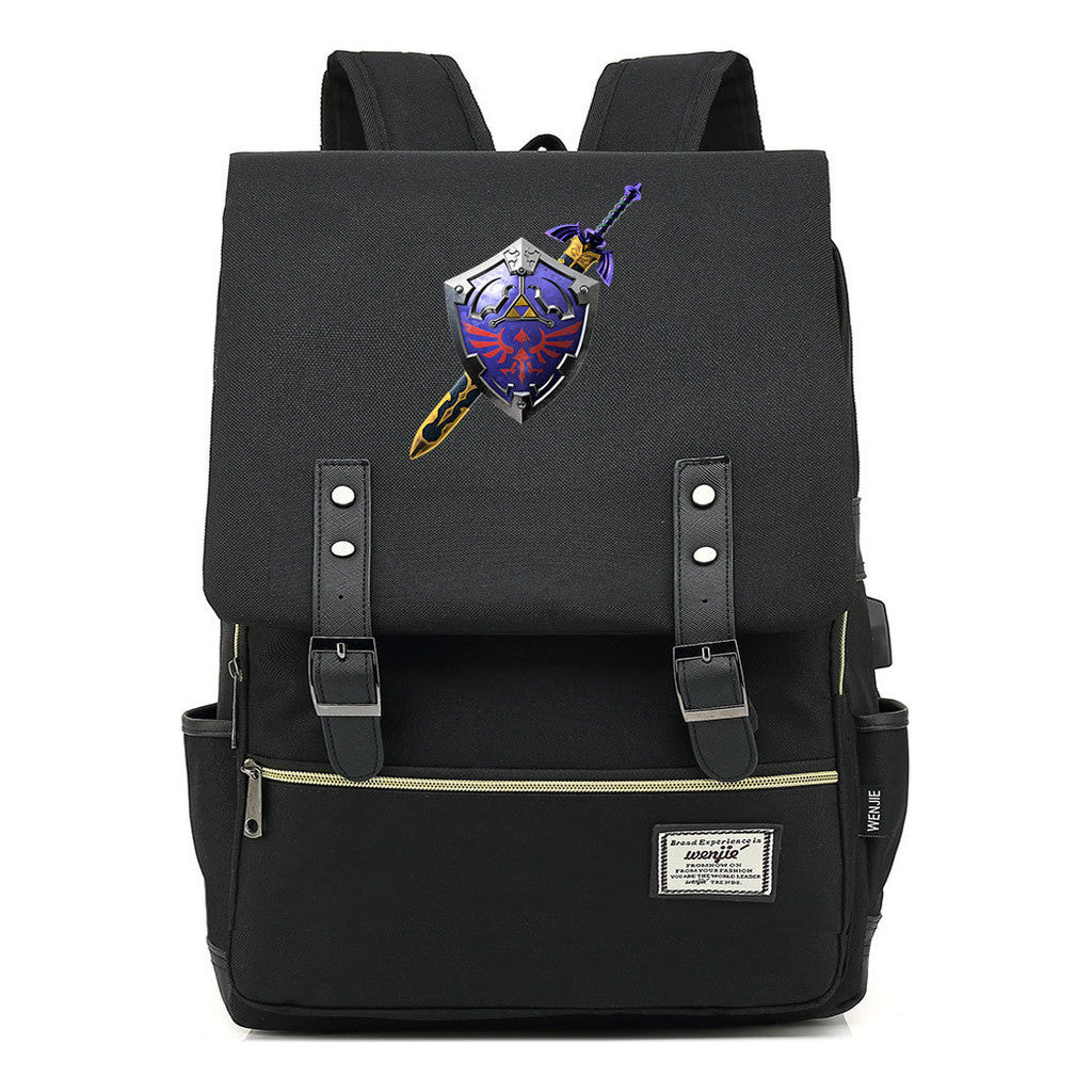 Printed Youth Student Backpack Usb Men's And Women's Casual Backpack