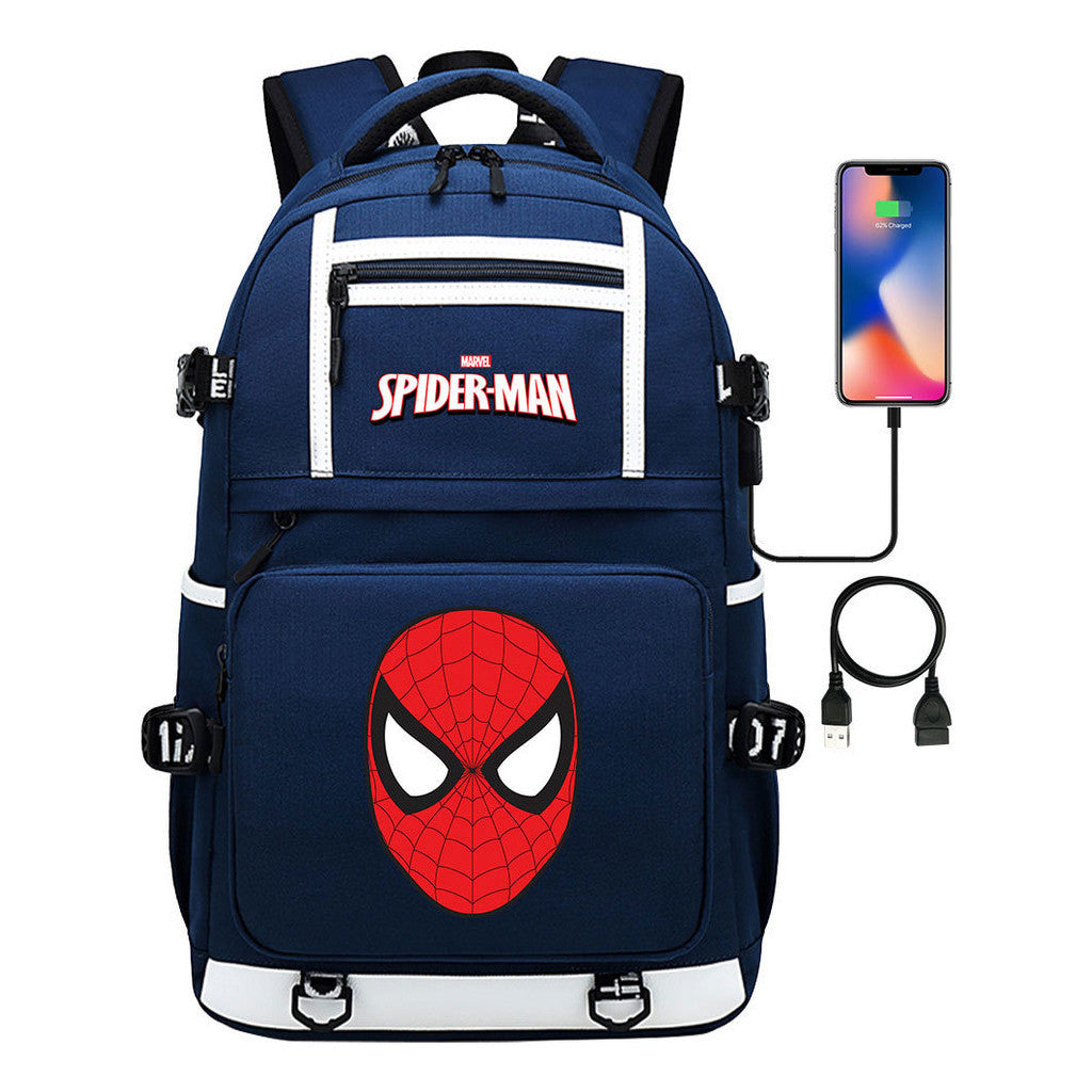 Superhero Printed Youth Student Backpack Men And Women's Leisure Travel Backpack