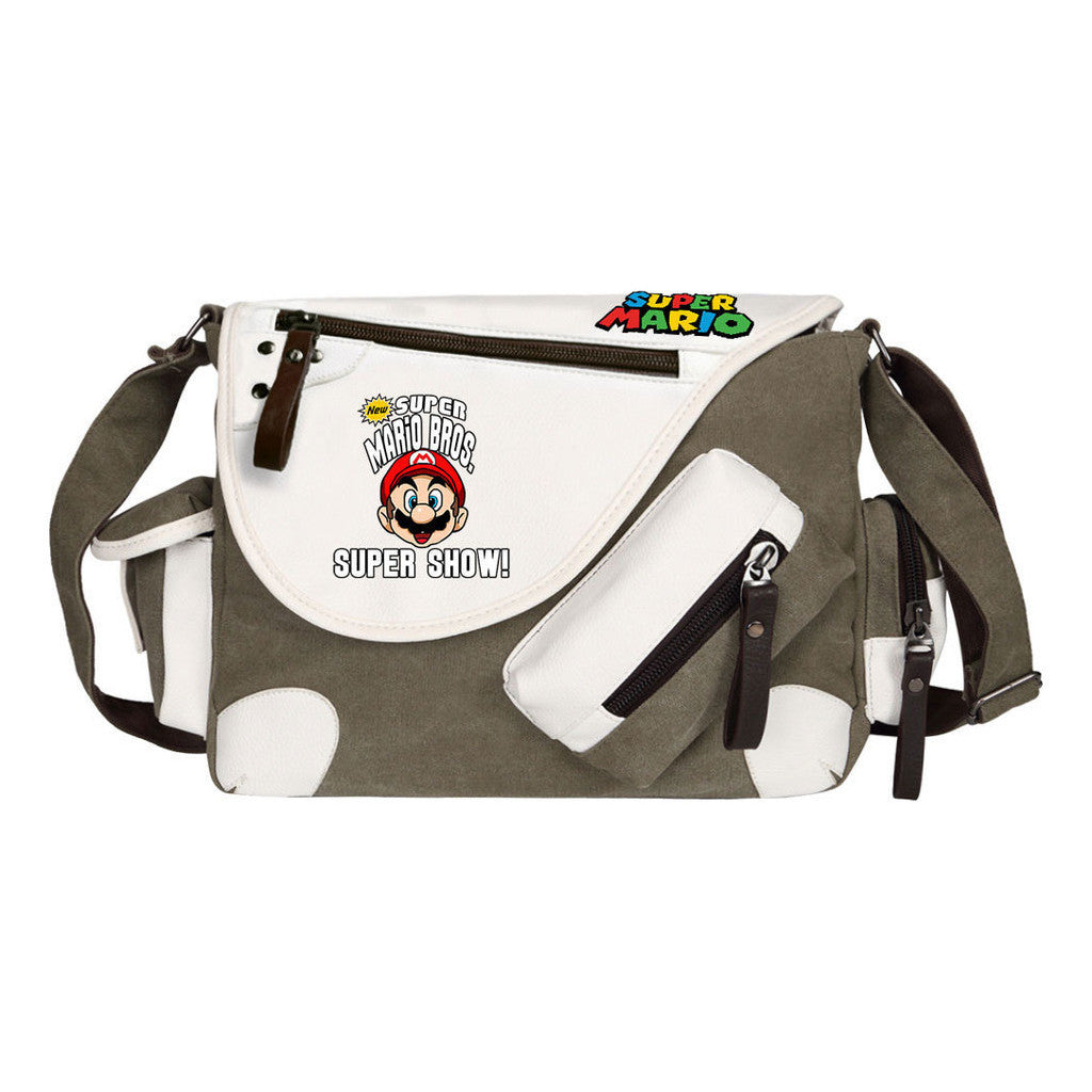 Super Mario Youth Student School Bag Canvas Shoulder Bag Casual Straddle Backpack