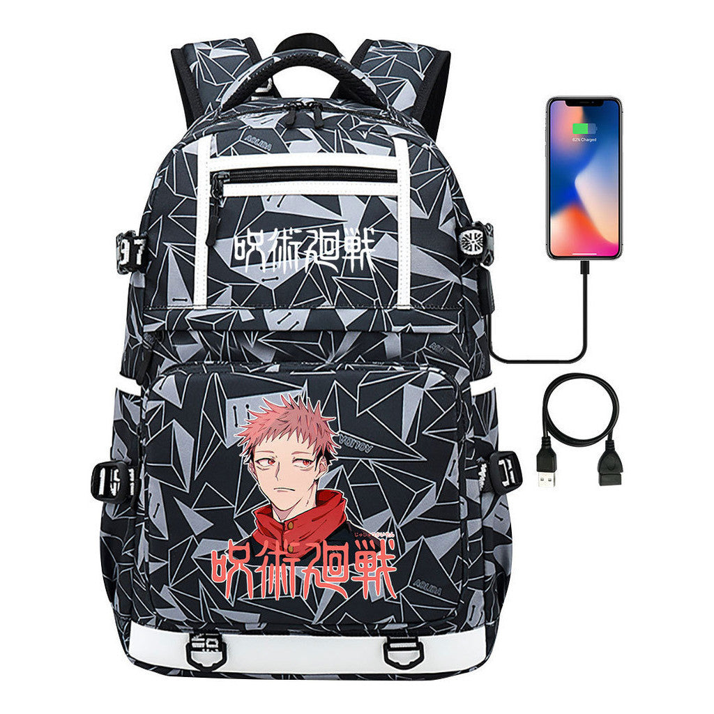 Printed Usb Youth Student School Bag Men's And Women's Backpack Leisure Travel Bag