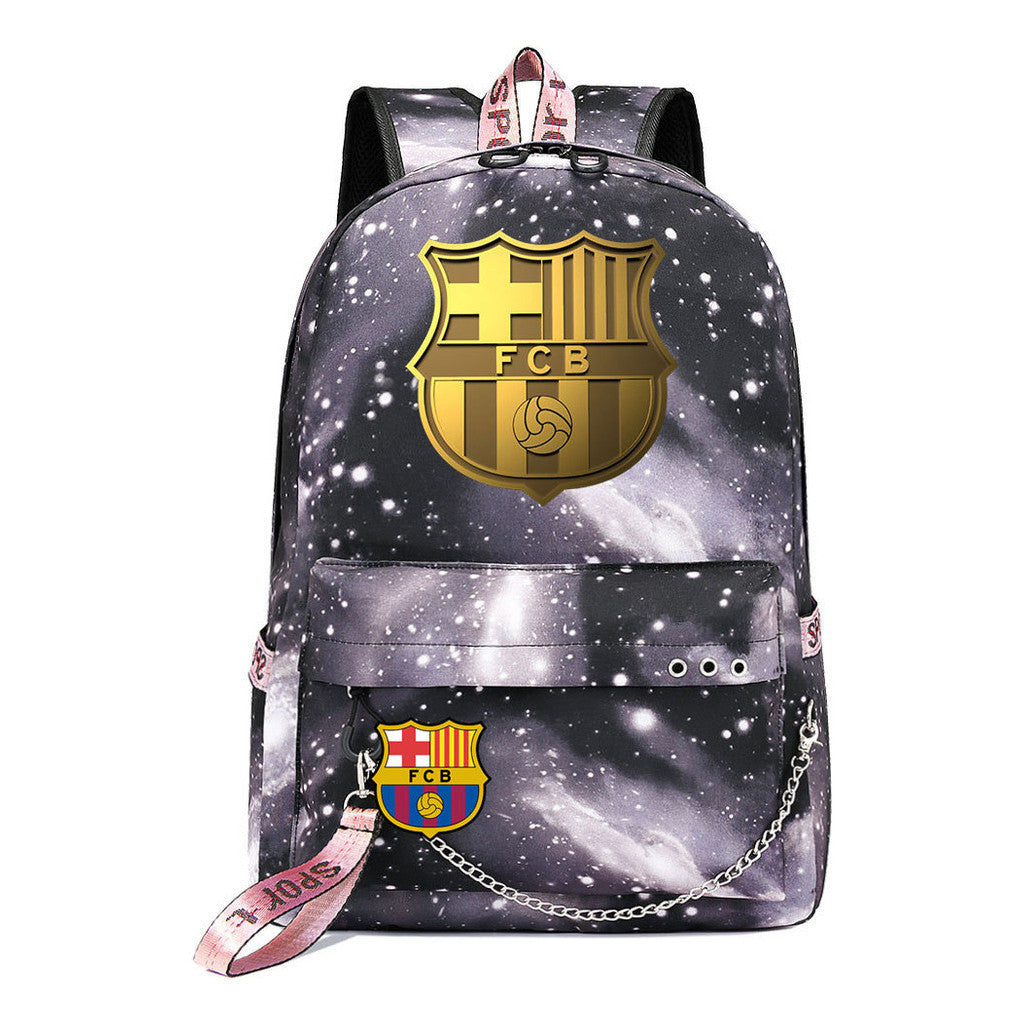 Sports Football Star Printed Usb Student Backpack For Leisure Travel Backpack