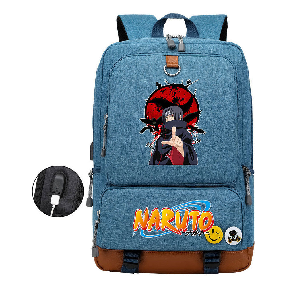 Naruto Print Usb Youth Backpack Leisure Travel Backpack