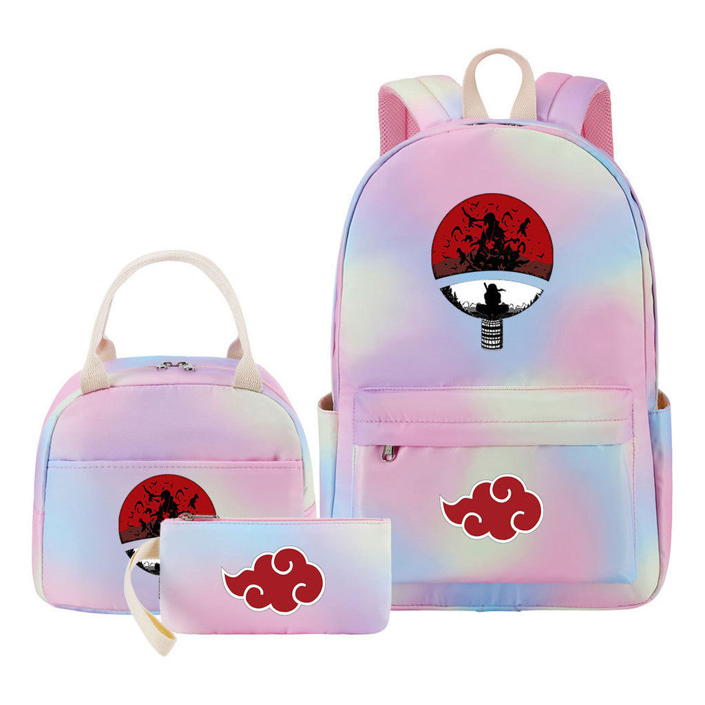 Naruto Teenage Student Girls School Bag Lunch Bag Three Piece Set Backpack Set