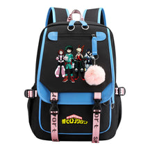 My Heroes Academy Usb Youth Student Backpack With Casual Woven Strap Flip Back Backpack