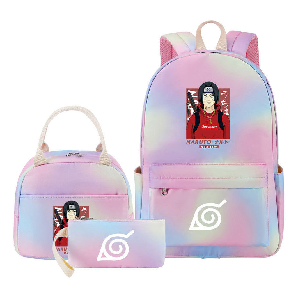 Naruto Teenage Student Girls School Bag Lunch Bag Three Piece Set Backpack Set