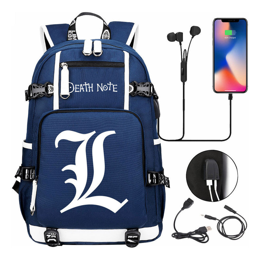 Death Note Usb Youth Student Backpack Leisure Travel Backpack