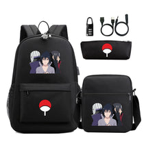 Naruto Usb Password Lock Youth Student Backpack Three Piece Set Backpack Set