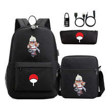 Naruto Usb Password Lock Youth Student Backpack Three Piece Set Backpack Set