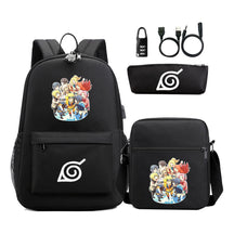 Naruto Usb Password Lock Backpack Three Piece Set For Men And Women Backpack Set
