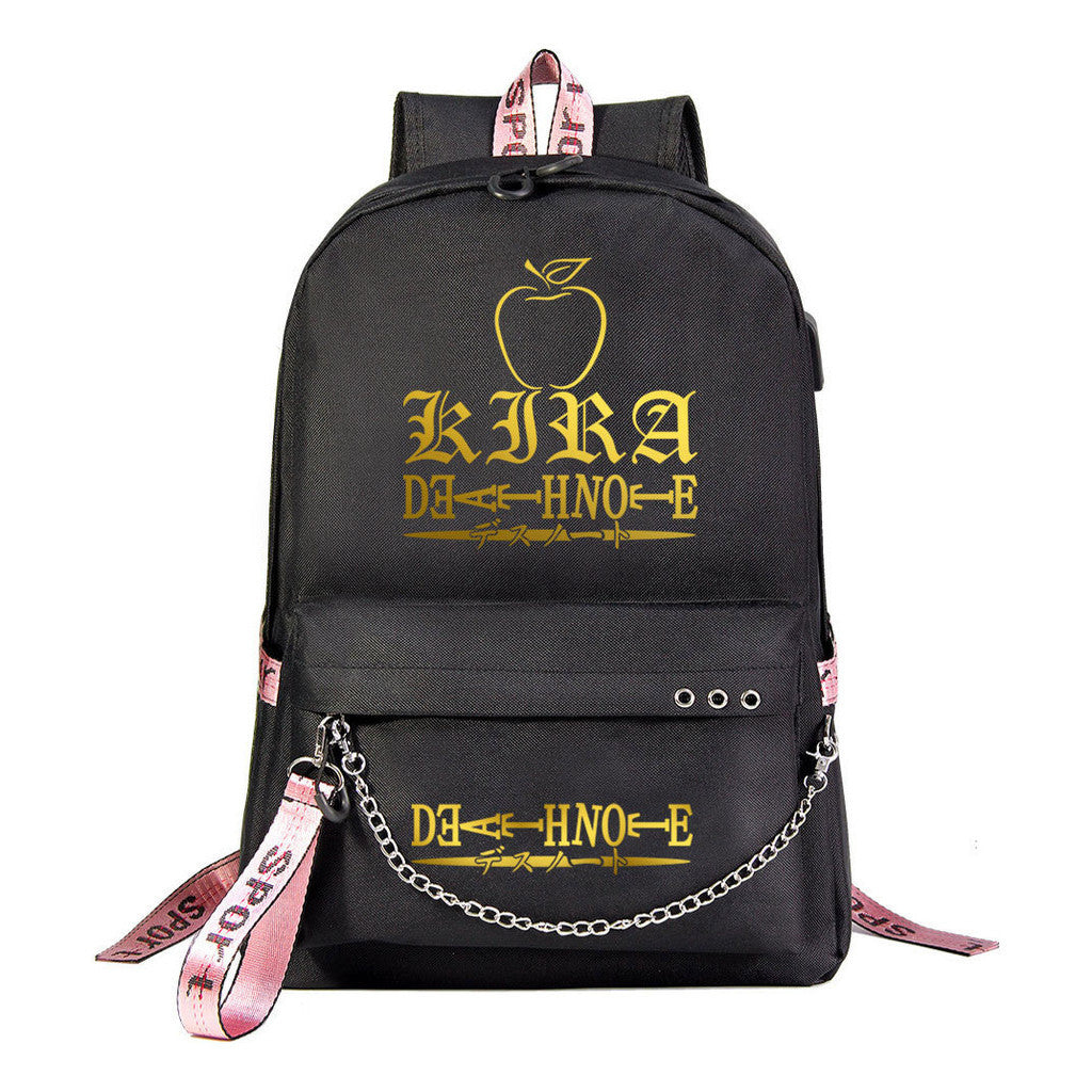Golden Death Note Death God Usb Youth Student School Bag Leisure Travel Backpack
