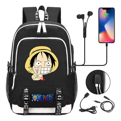 Pirate King Lufei Youth Student School Bag Usb Men's And Women's Leisure Backpack
