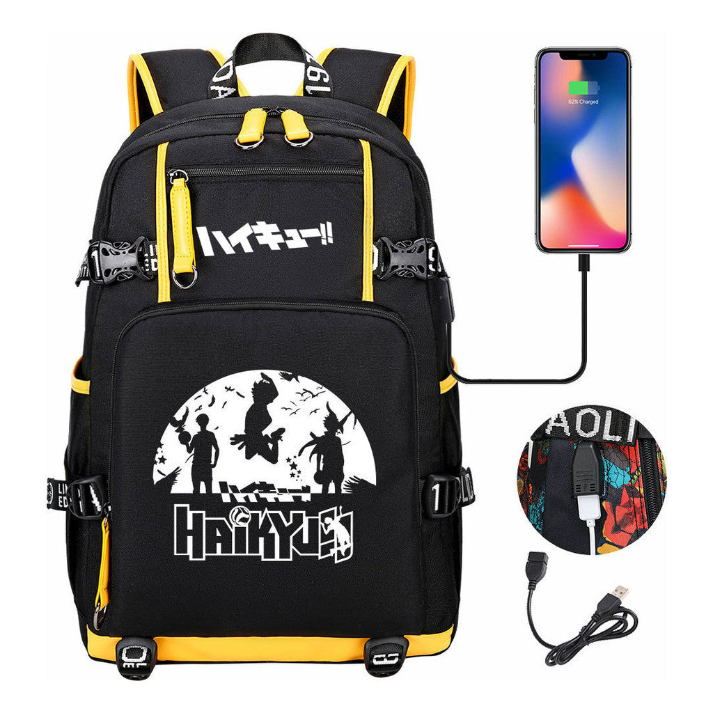 Volleyball Youth Usb Large Capacity Youth Student School Bag Men's And Women's Leisure Travel Backpack