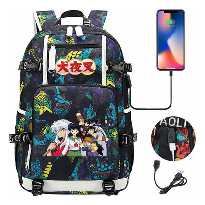 Anime Dog Yaksha Usb Earbuds Youth Student Backpack Travel Backpack