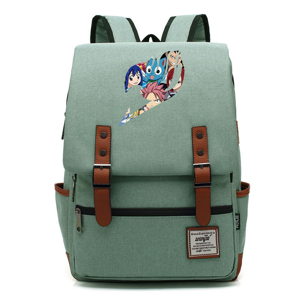 Printed Youth Student School Bag Casual Belt Buckle Classic Backpack