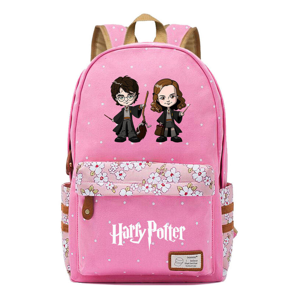 School Of Magic School Teen School Bag Floral Canvas Girl Backpack