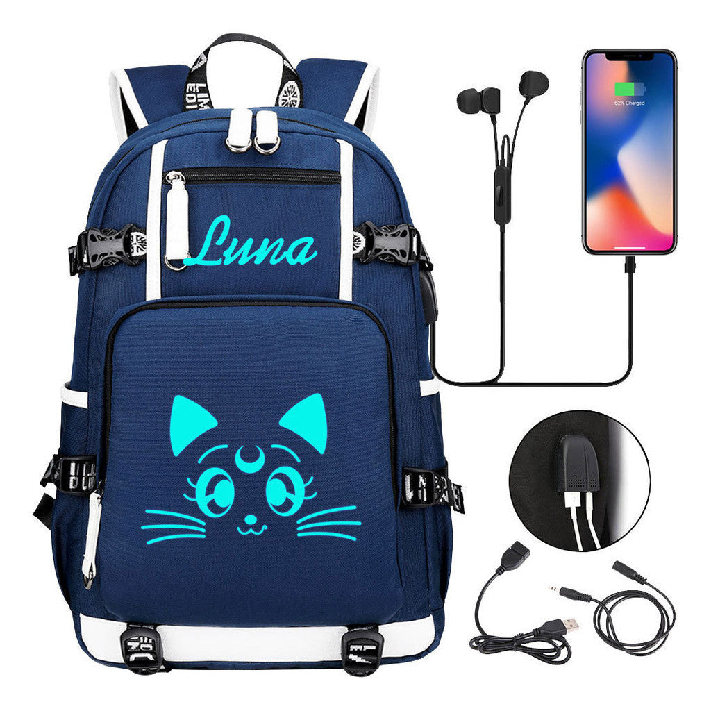 Beautiful Girl Warrior Usb Schoolbag For Young Students Men And Women Travel Backpack