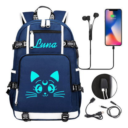 Beautiful Girl Warrior Usb Schoolbag For Young Students Men And Women Travel Backpack