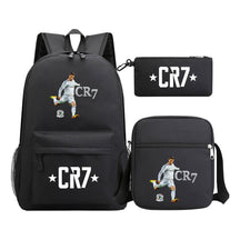 Sports star Cristiano Ronaldo printed youth student backpack 3-piece set for boys and girls backpack set