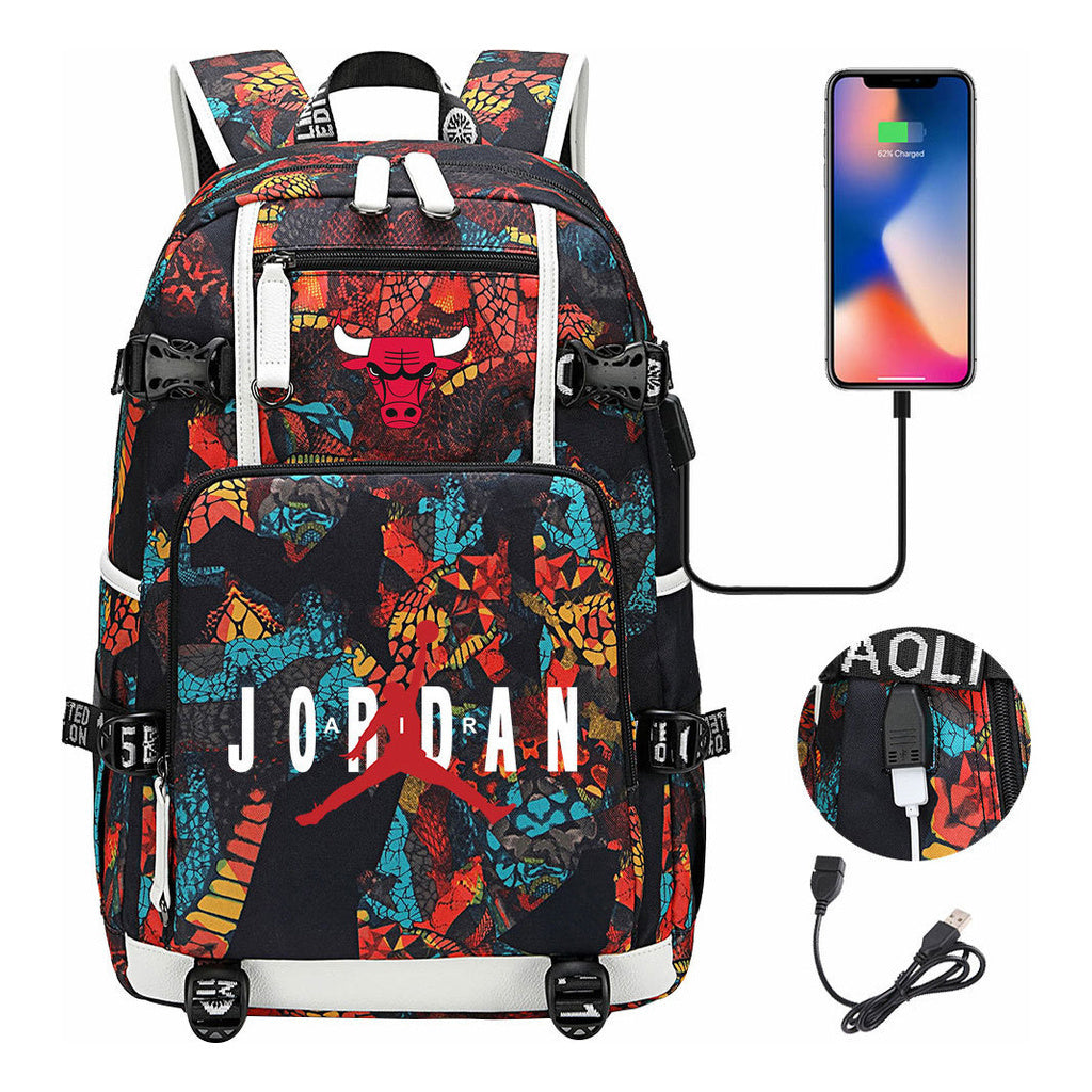 Sports Basketball Star Printed Usb Youth Student Backpack For Men And Women's Leisure Travel Backpack
