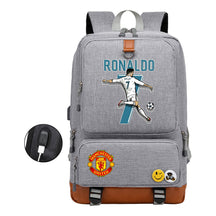 Football Star Cristiano Ronaldo Printed Usb Student Backpack For Leisure Travel Backpack