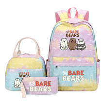 Cartoon Cute Three Bears Youth Student Girls School Bag Lunch Bag Three Piece Set Backpack Set