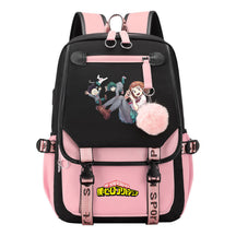 My Heroes Academy Usb Student Backpack, Casual Woven Strap Flip Back Backpack