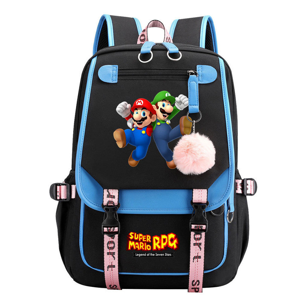 Printed Usb Youth Student Backpack For Men And Women With Casual Woven Strap Flap Backpack