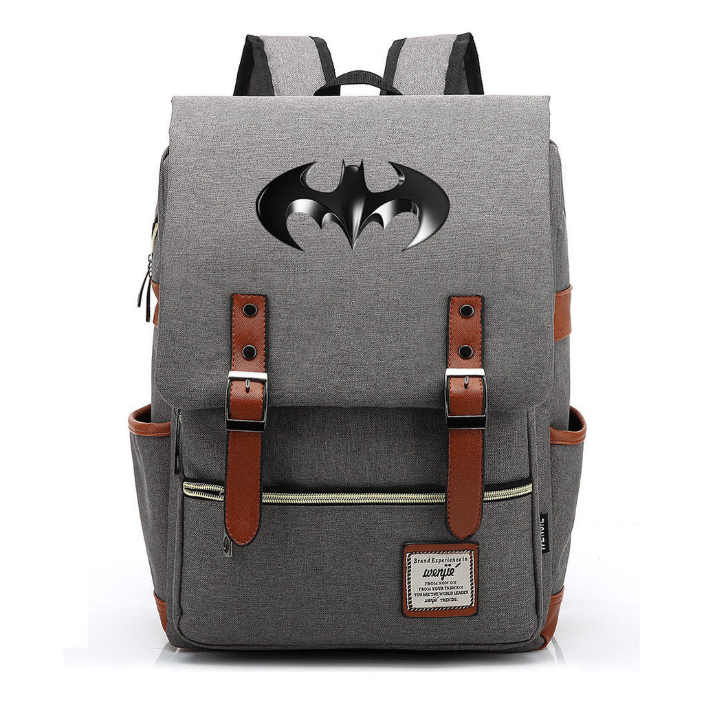 Superhero Batman Print Student Backpack Casual Belt Buckle Classic Backpack