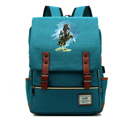 Game Zelda Kingdom Tears Print Youth Student Backpack Usb Casual Backpack
