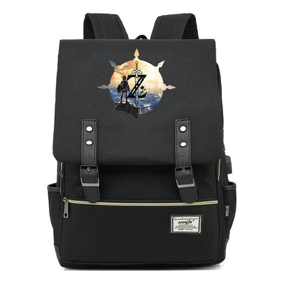 Game Tear Print Of The Kingdom Of Zelda Youth Primary And Secondary School Student Backpack Usb Men's And Women's Leisure Backpack