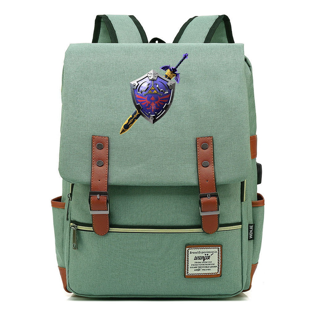 Printed Youth Student Backpack Usb Men's And Women's Casual Backpack