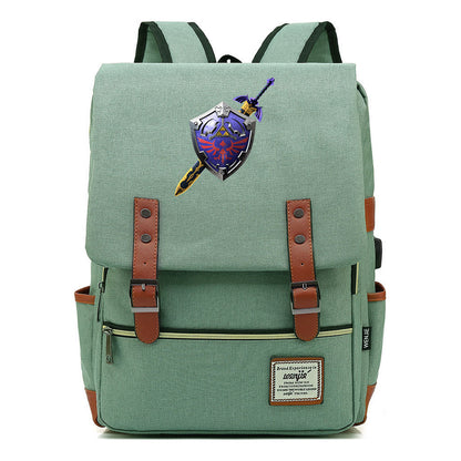 Printed Youth Student Backpack Usb Men's And Women's Casual Backpack