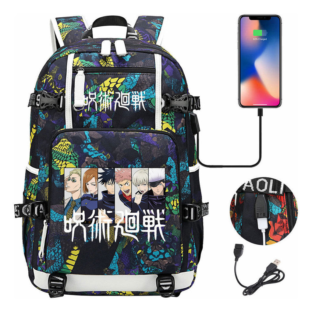 Printed Usb Youth Student Backpack For Men And Women's Leisure Large Capacity Travel Backpack