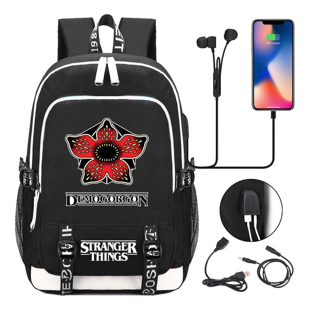 Strange Story Printed Usb Youth Student Backpack For Men And Women's Leisure Travel Backpack