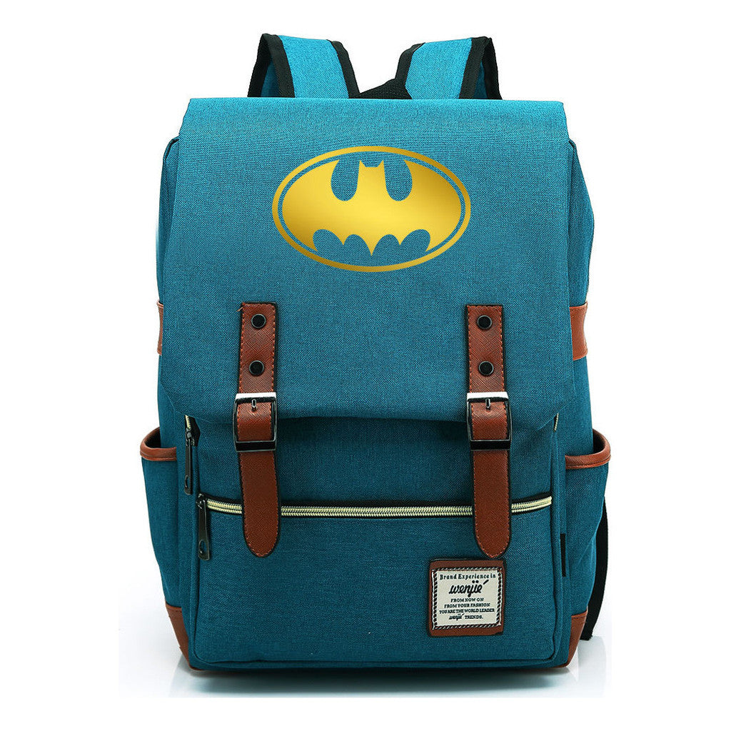 Golden Hero Batman Printed Youth Student School Bag Casual Belt Buckle Classic Backpack